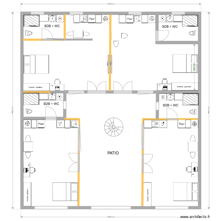 Pantin_RDC_futur. Plan de 3 pièces et 183 m2