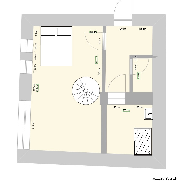 RDZver1. Plan de 1 pièce et 38 m2