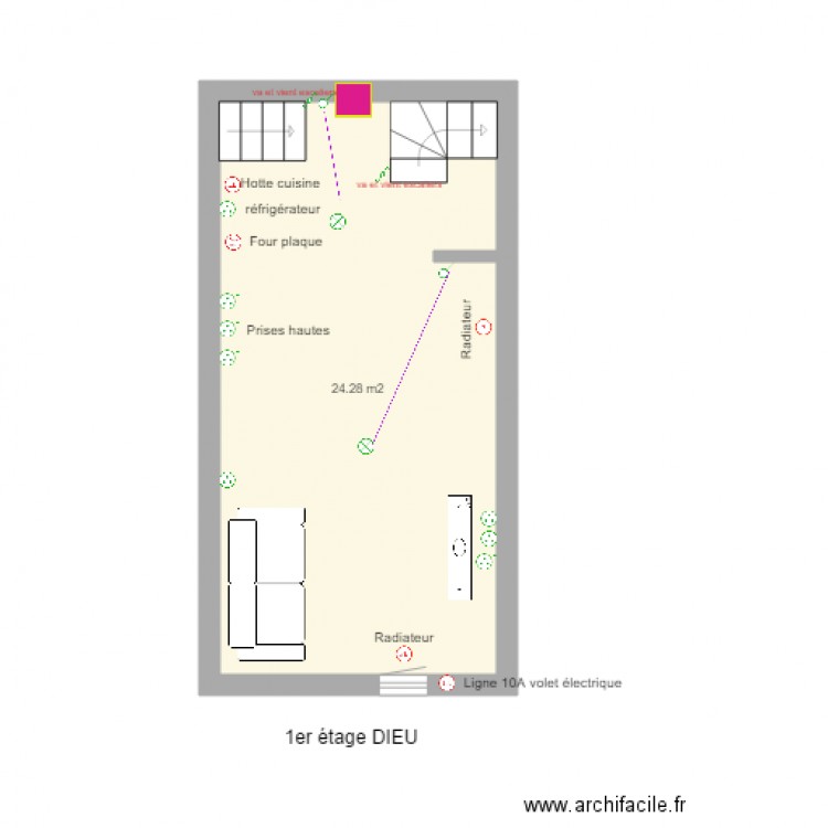 DIEU version 2 unités 1er étage électricité. Plan de 0 pièce et 0 m2