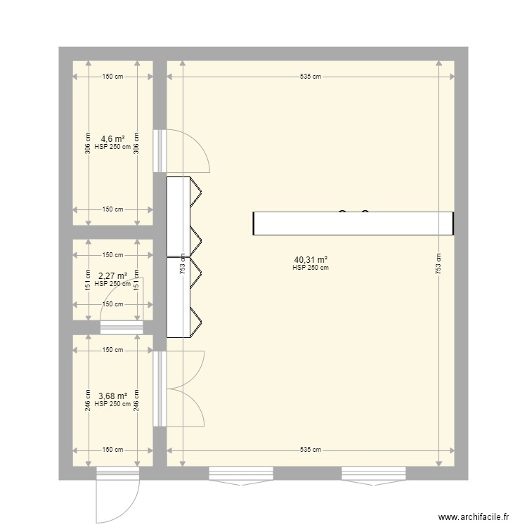 croix rouge avant. Plan de 4 pièces et 51 m2