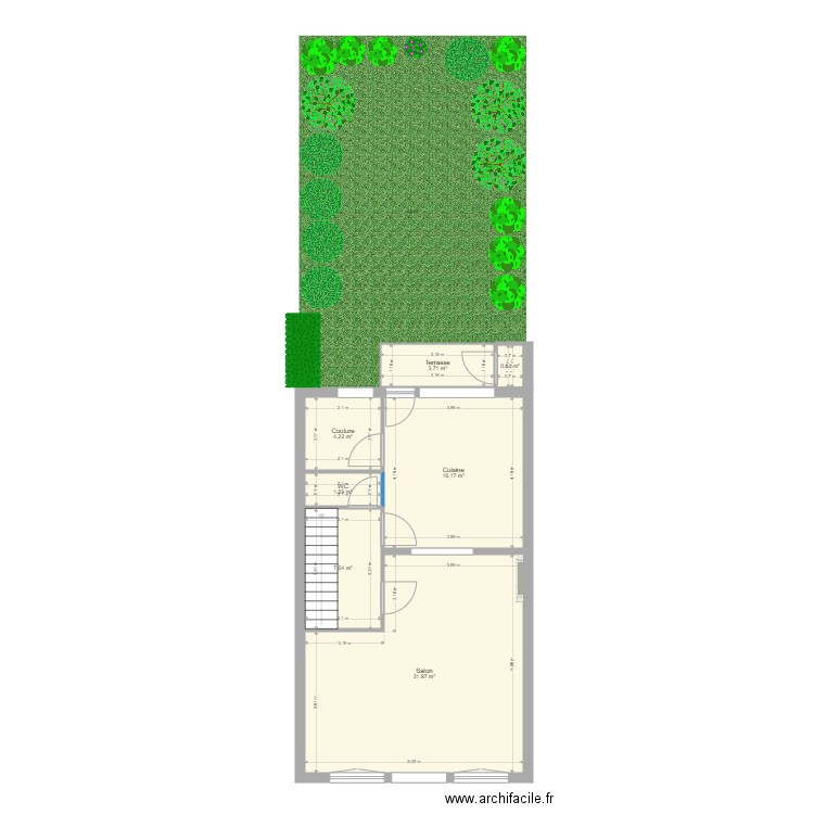 1er 49MC. Plan de 7 pièces et 66 m2