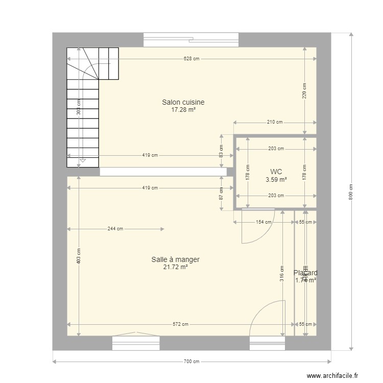 miguel rdc. Plan de 4 pièces et 44 m2