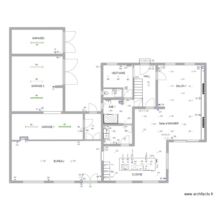 FANFAN ELECT rez. Plan de 18 pièces et 286 m2