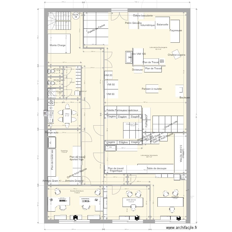 Plan espace boulangerie. Plan de 0 pièce et 0 m2