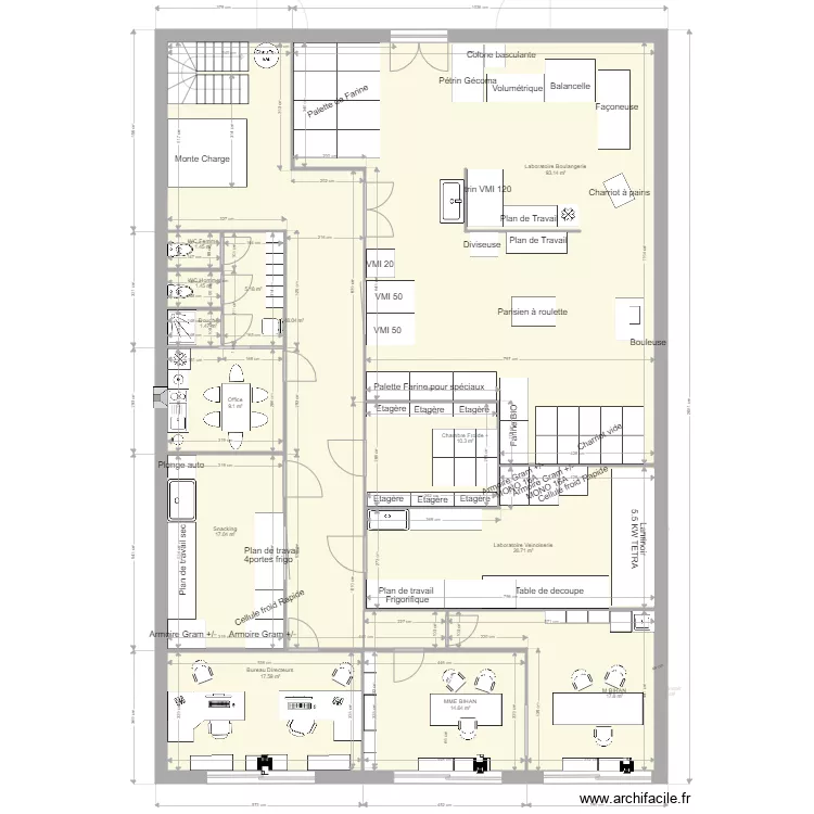 Plan espace boulangerie. Plan de 