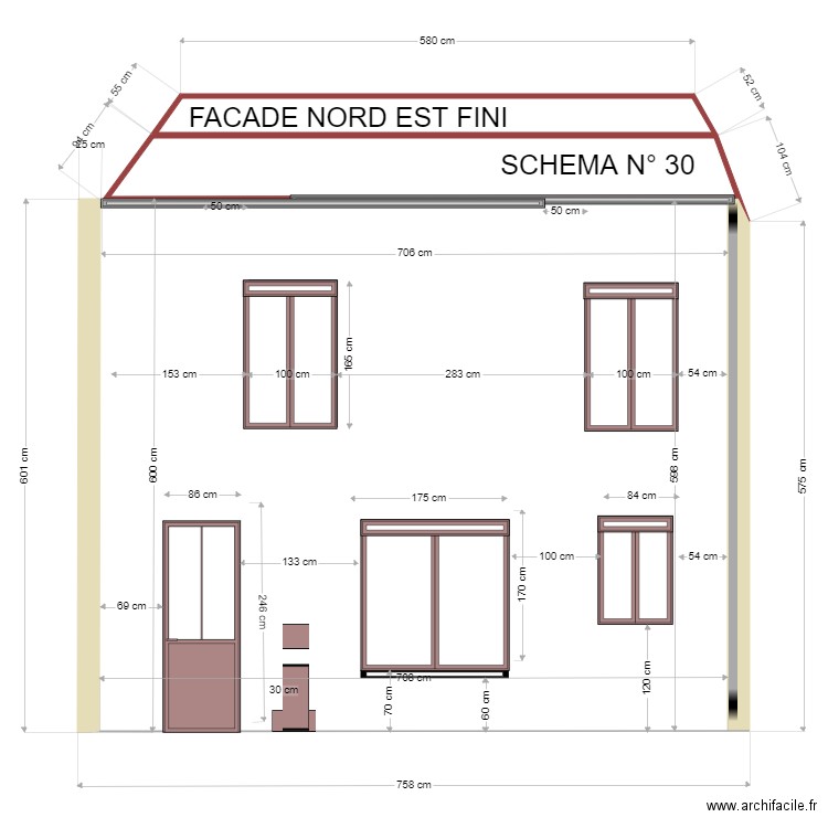 FACADE  COTE NORD OUEST 1. Plan de 2 pièces et 7 m2