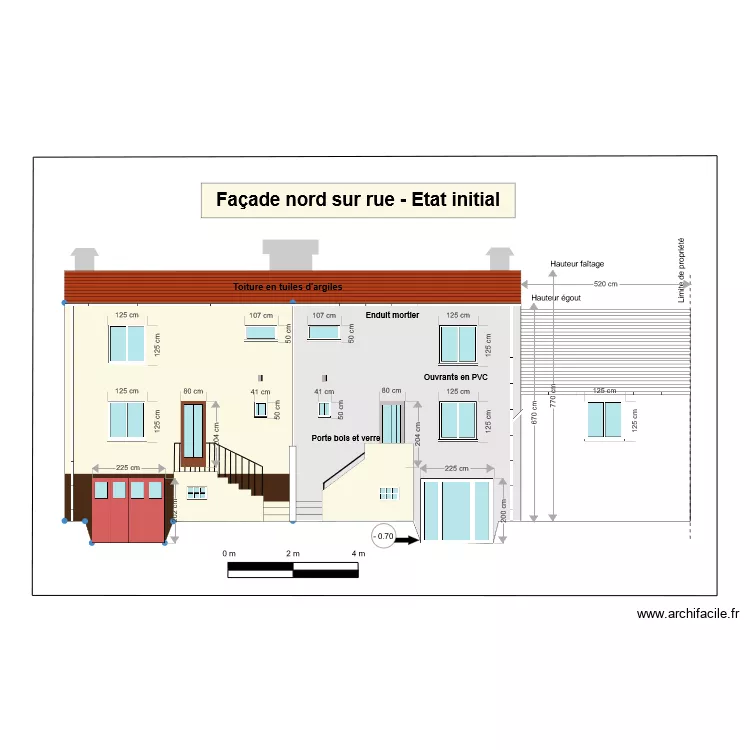 Plan de fa&ccedil;ade projet&eacute; DAVID. Plan de 