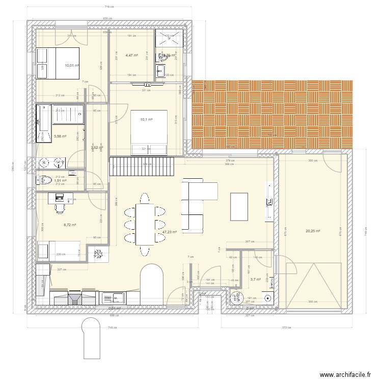 maison 2. Plan de 16 pièces et 119 m2