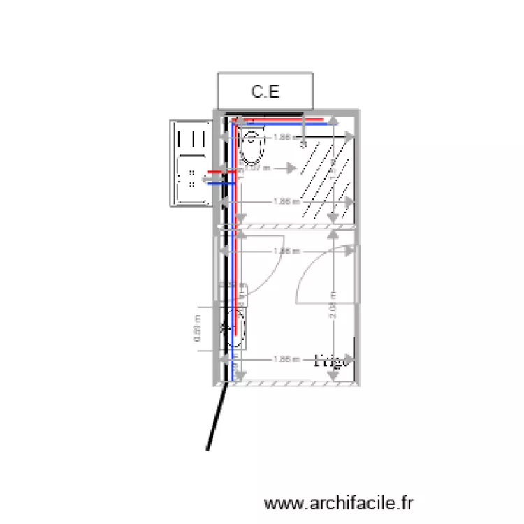 Cr&eacute;ation salle d'eau Franck et Brigitte. Plan de 