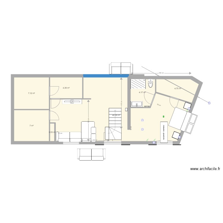lacanau original mesure SDB. Plan de 0 pièce et 0 m2