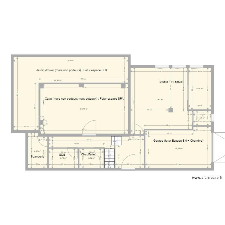 OPI RDC et 2 pieces existant. Plan de 10 pièces et 127 m2