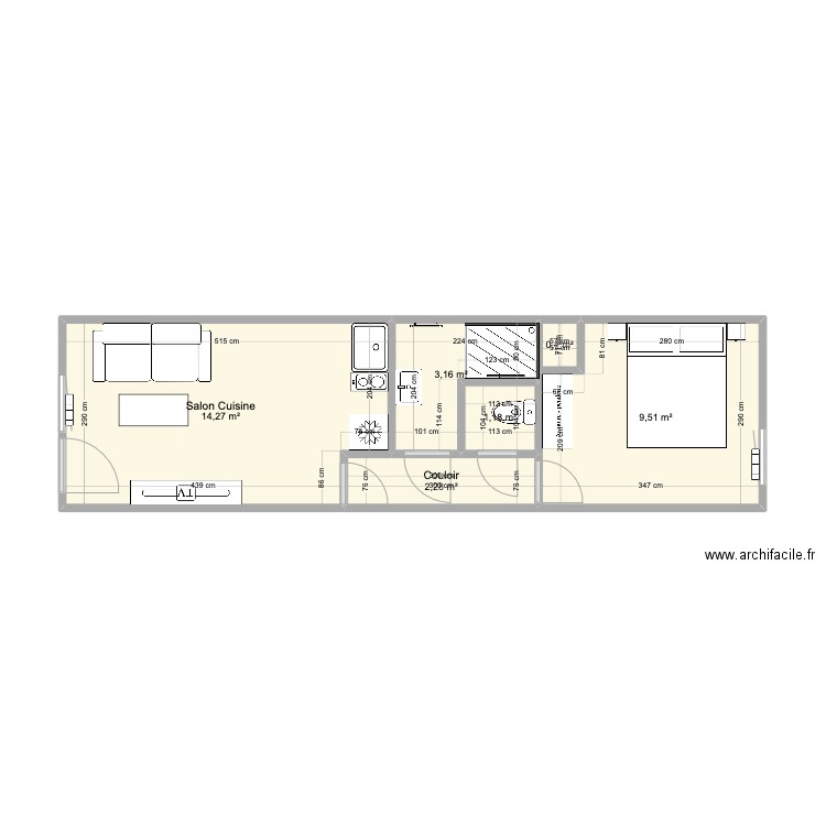 Appartement Port Projection. Plan de 6 pièces et 31 m2