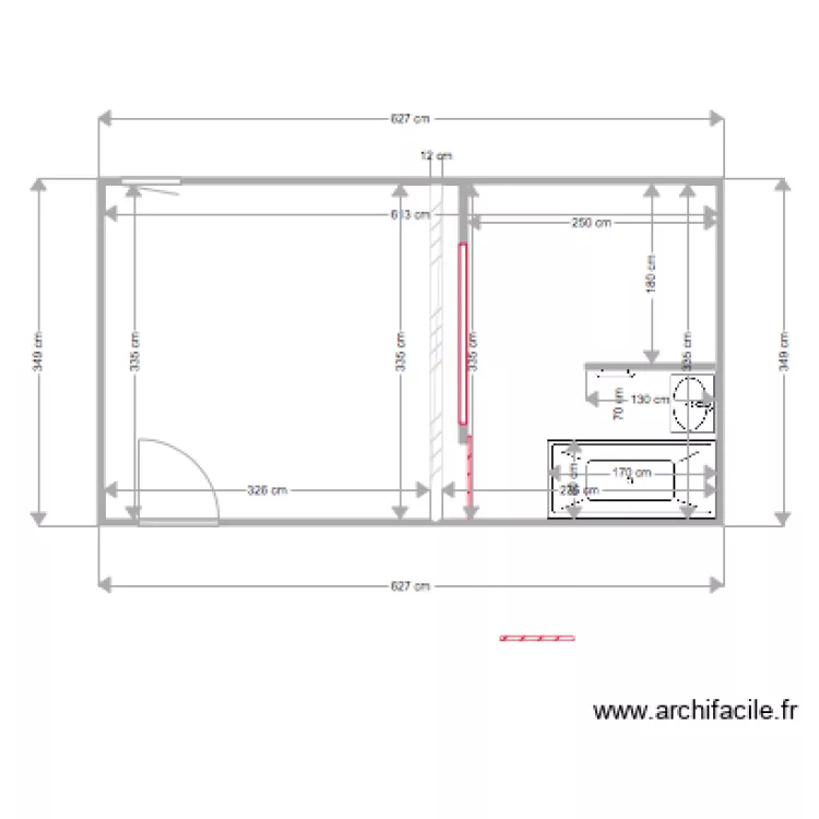 Chambre 3 finie verri&egrave;re. Plan de 