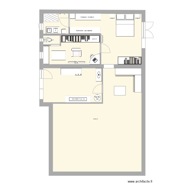 Chambre extension Idee Anne Fabien 2. Plan de 0 pièce et 0 m2