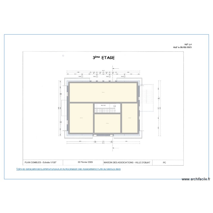 3ème étage OBJAT. Plan de 4 pièces et 166 m2