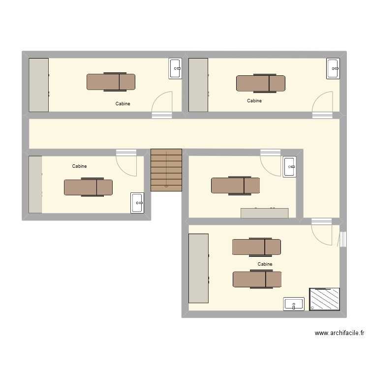 institut de beauté. Plan de 6 pièces et 84 m2