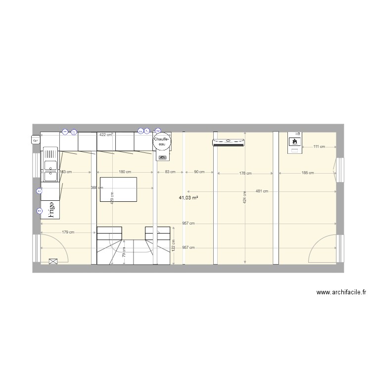 MuretBarry0EEscalier4. Plan de 1 pièce et 41 m2