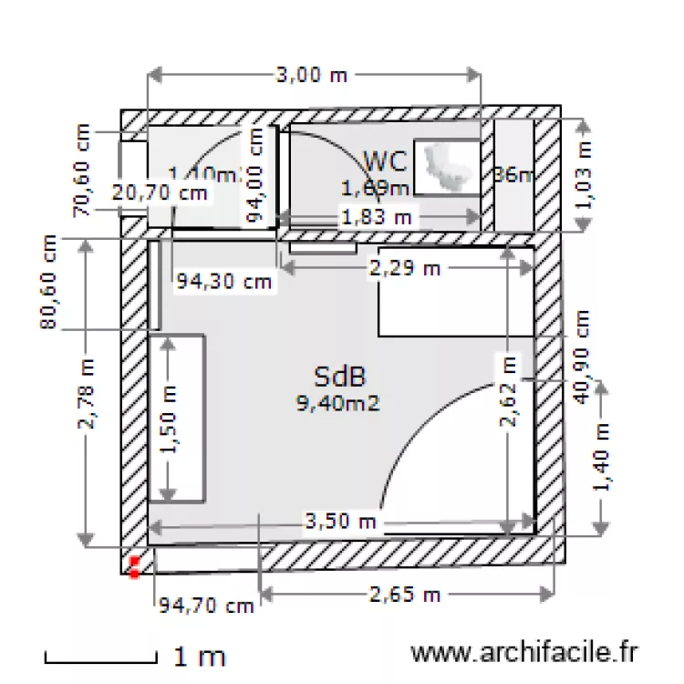 SdB_haut_placo_1. Plan de SdB_haut_placo_1. Plan de