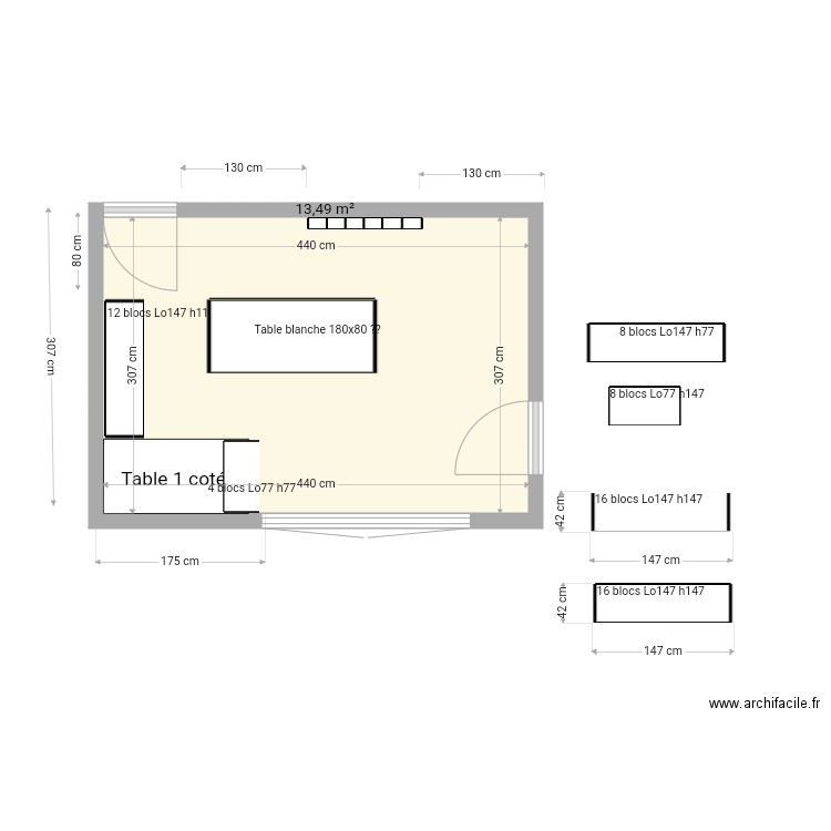 ATelier Flo. Plan de 1 pièce et 13 m2