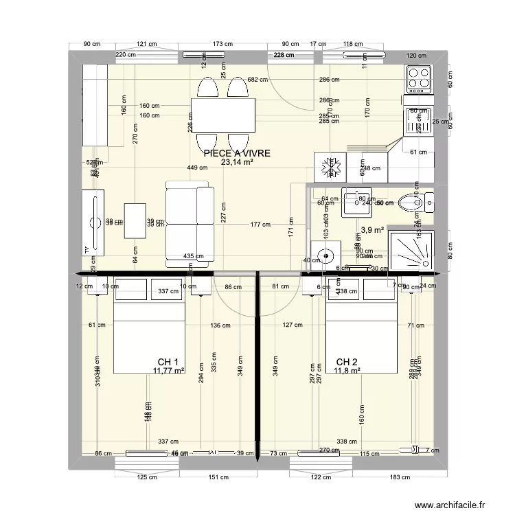 APPARTEMENT MEUBLE. Plan de 