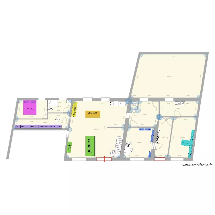 A3 chambre ouest. Plan de 