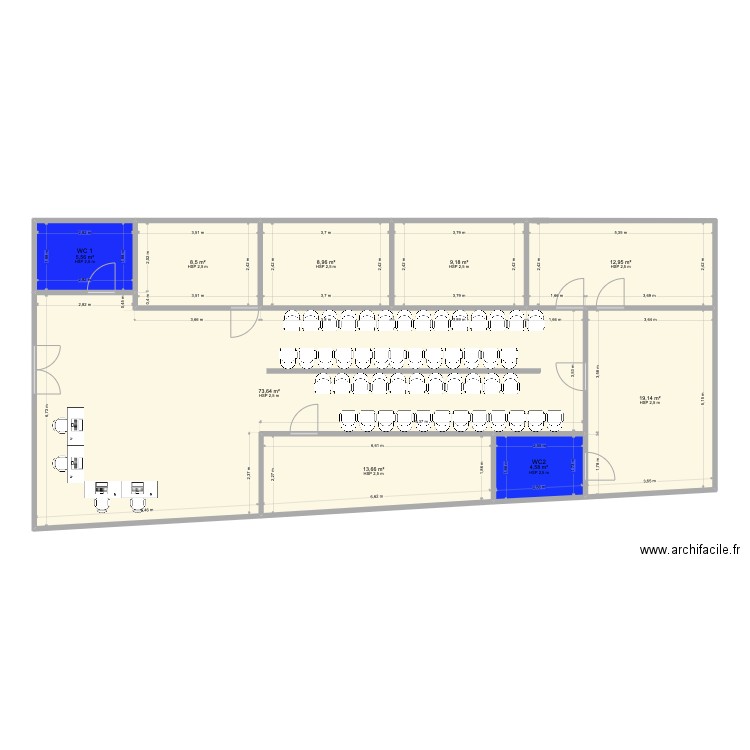 sfr compiegne. Plan de 9 pièces et 156 m2