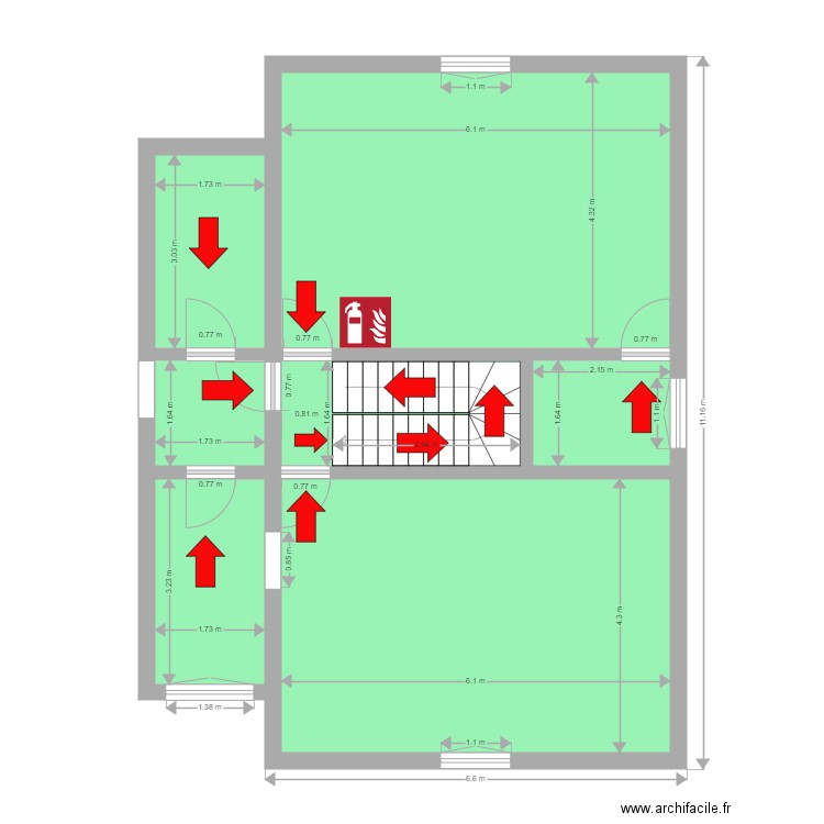 Partie B Niv 1 évacuation. Plan de 0 pièce et 0 m2