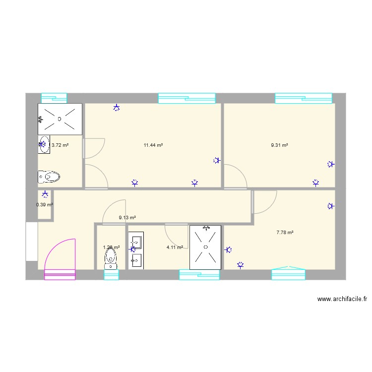 PC2 chambres. Plan de 0 pièce et 0 m2