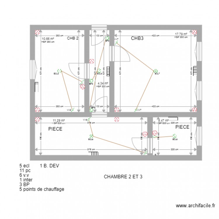 CHAMBRES 2 ET 3 a L etage 1. Plan de 0 pièce et 0 m2