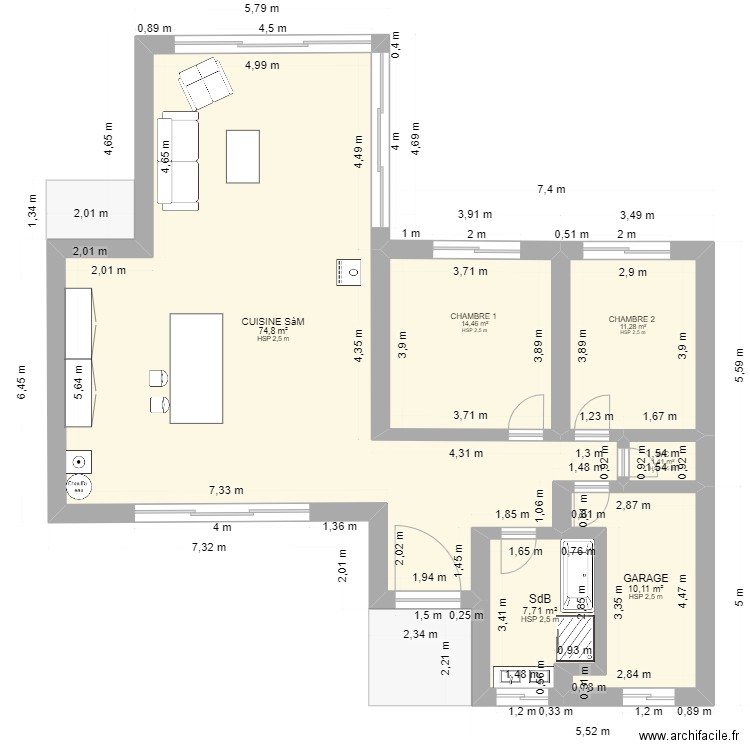 permis 2 stella 14. Plan de 6 pièces et 120 m2