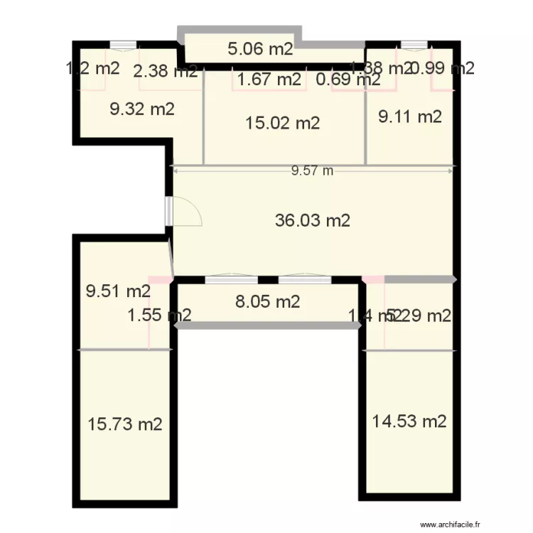 3e &eacute;tage 5pieces. Plan de 