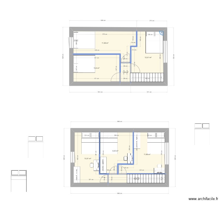 Clémence. Plan de 8 pièces et 73 m2
