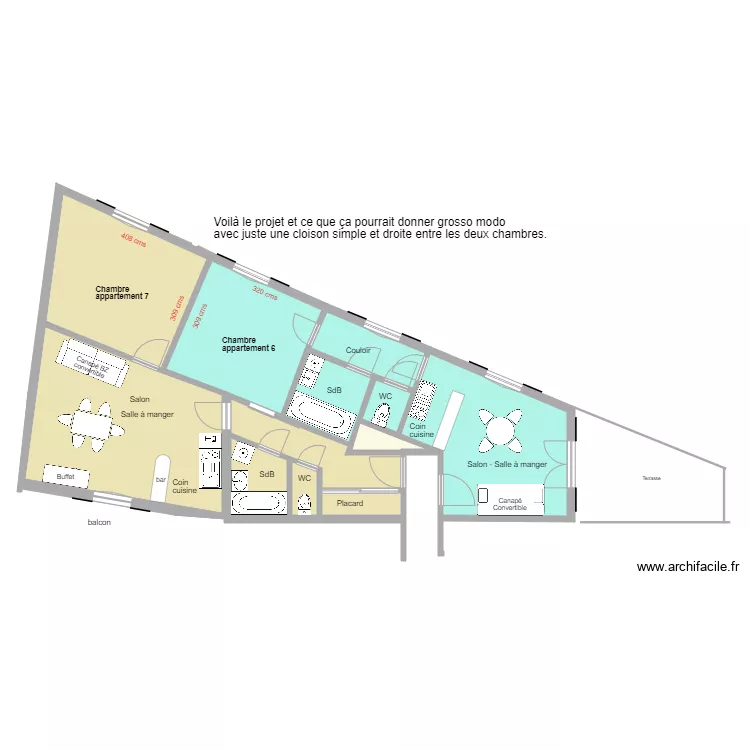 La Giet apparts 6 et 7 projet sans meubles chambres 2021. Plan de 