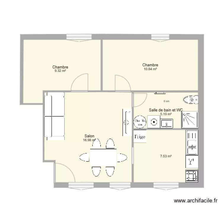 F3 1er &eacute;tage version 2. Plan de 