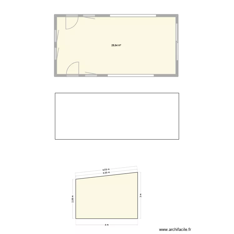 annexe garage projet. Plan de 1 Pièce et 29 m²