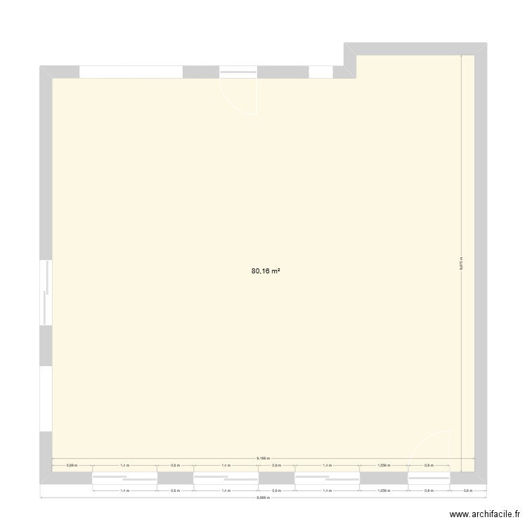 facade sud1. Plan de 1 pièce et 80 m2