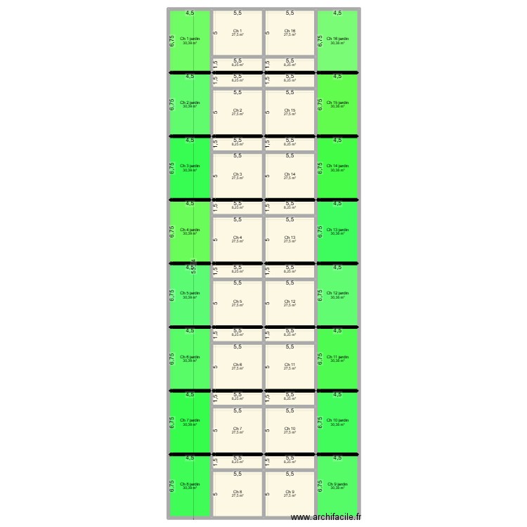 2025 16 ch piscine 6. Plan de 48 pièces et 1058 m2