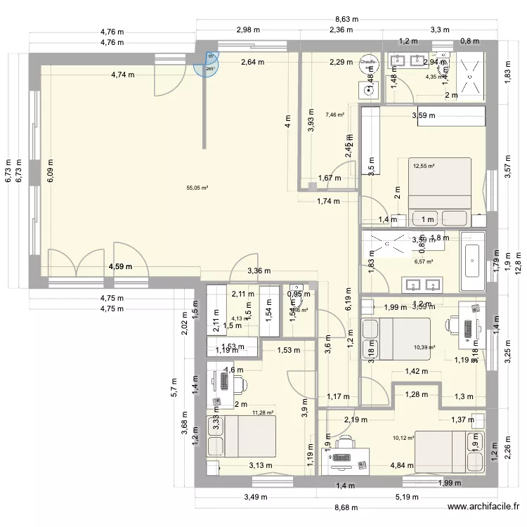 julie v4. Plan de 10  et 123 m²