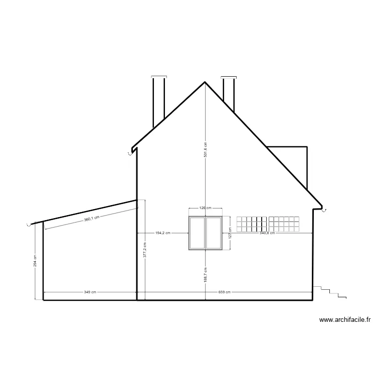 Pignon gauche &eacute;tat futur. Plan de 
