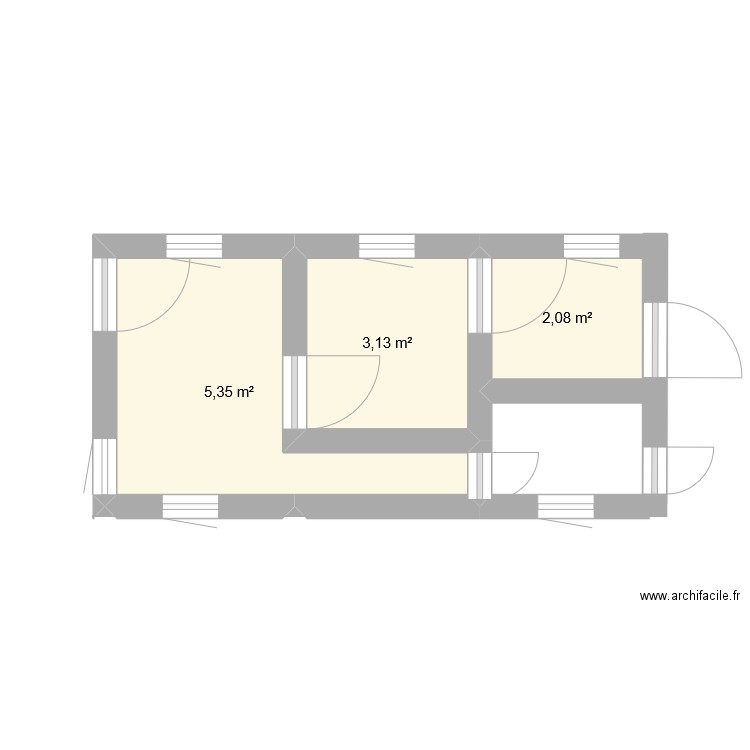 yombo annexe Moanda. Plan de 3 pièces et 11 m2
