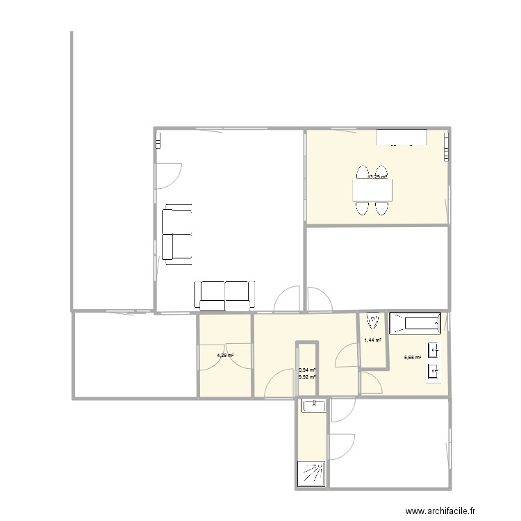 F4  ESSEY NOUVEAU. Plan de 6 pièces et 36 m2