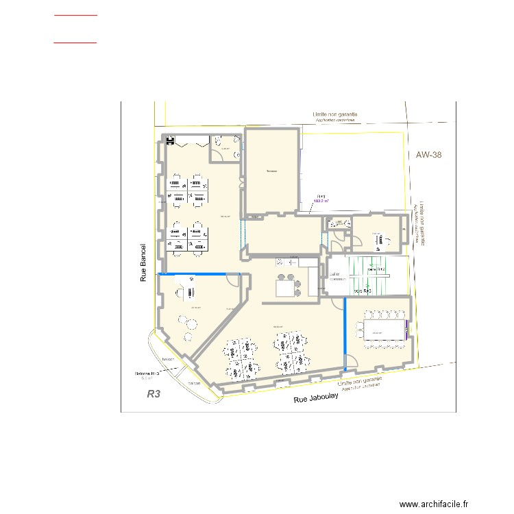 R+3 Open Space 2 - Alternatif. Plan de 20 pièces et 200 m2