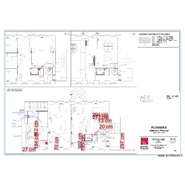 Villa Parthenay plan 1 rdc vidange . Plan de 0 pièce et 0 m2