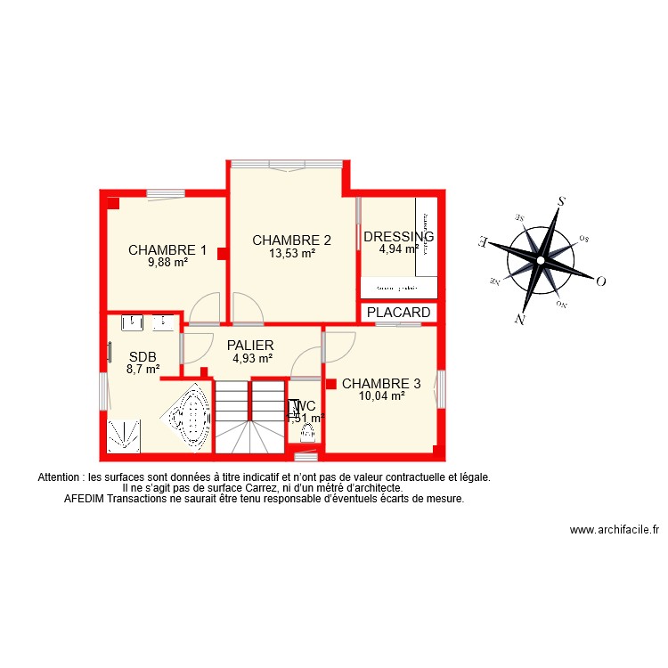 BI 6512 ETAGE kh. Plan de 11 pièces et 59 m2