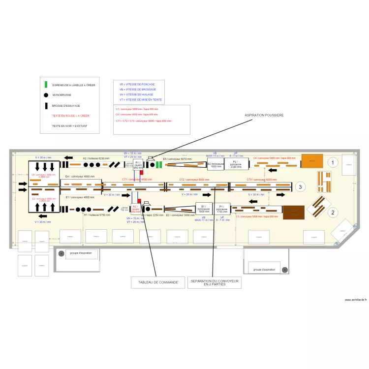 implantation production modifié V22 avec lames de parquets. Plan de implantation production modifié V22 avec lames de parquets. Plan de