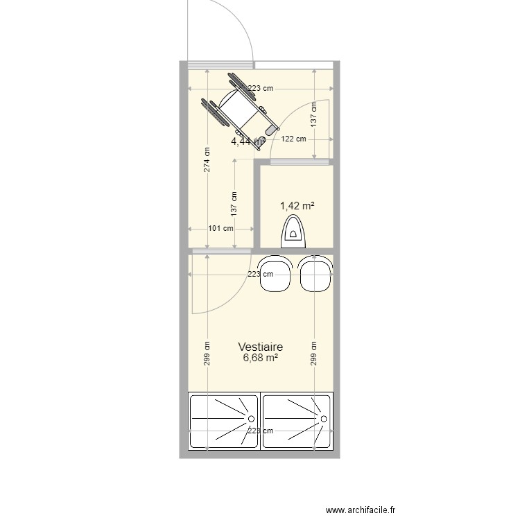 20 pieds Vestiaire TC propo 1. Plan de 0 pièce et 0 m2