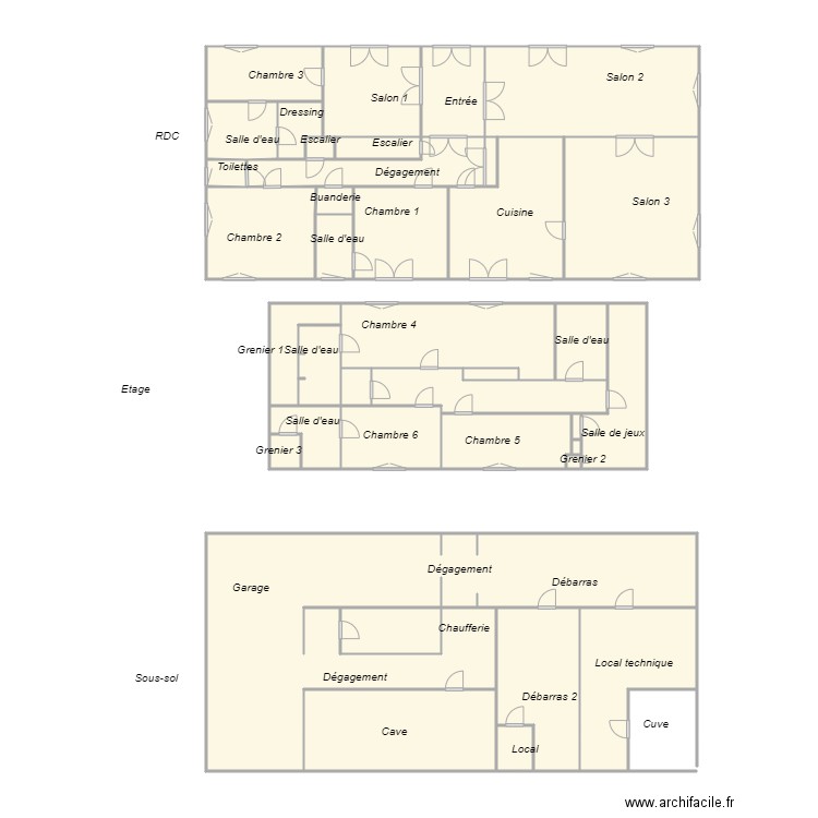 Croquis CHOUKROUNE. Plan de 38 pièces et 127 m2