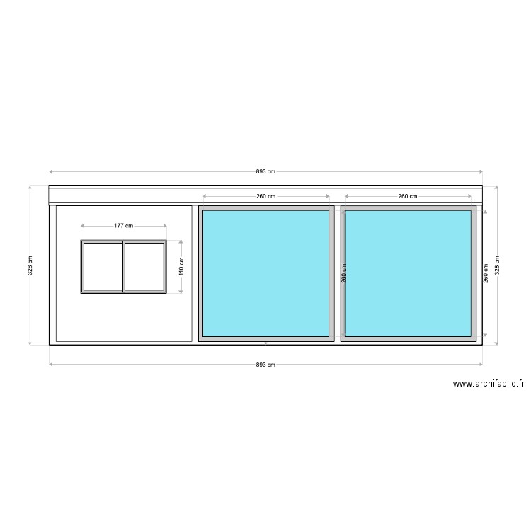 facade sud. Plan de 0 pièce et 0 m2