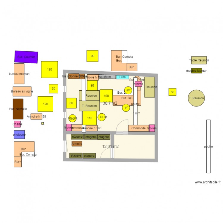 Bureau Etage v3. Plan de 0 pièce et 0 m2