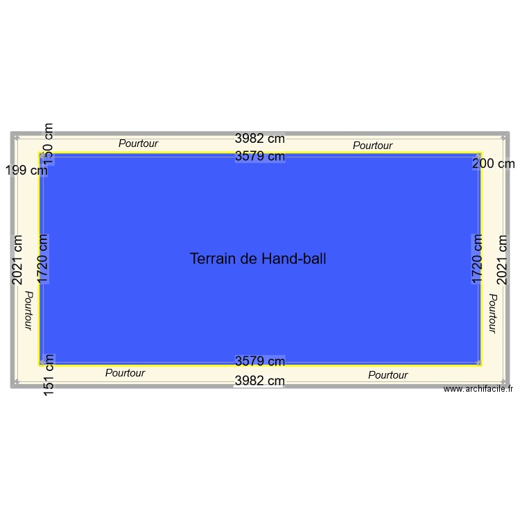 Tarrain de handball. Plan de 0 pièce et 0 m2